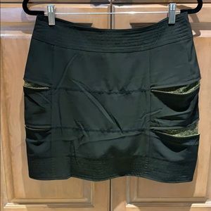 Black Skirt with Gold Mesh Zipper Feature